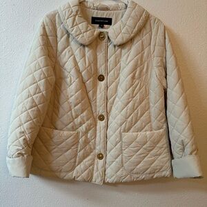 Jones New York Beige Quilted Puffer Jacket
